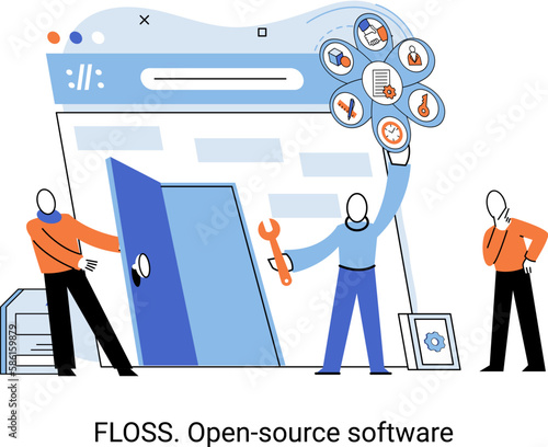 FLOSS. Open source software. Free product anyone can freely redistribute, modify and completely remake, can be improved, modernized thanks to inventions of users. Tiny programming language persons