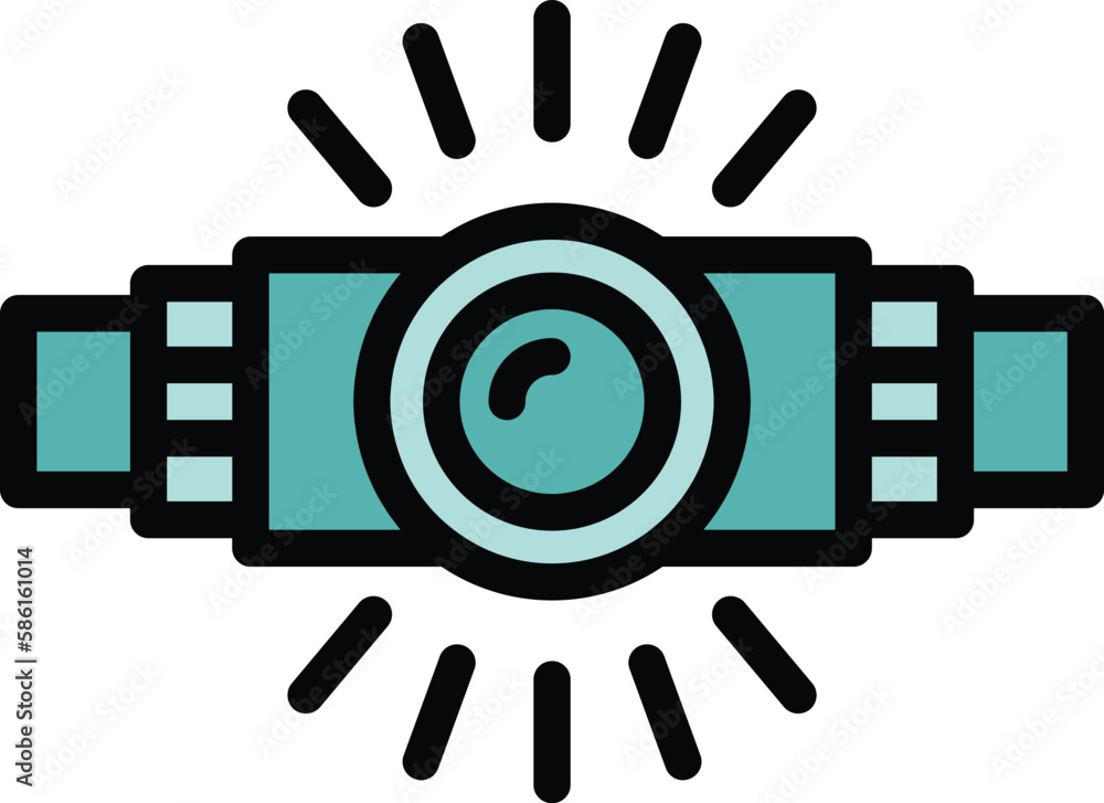 Hiking head lamp icon. Outline Hiking head lamp vector icon for web design isolated on white background color flat Hiking head lamp icon. Outline Hiking head lamp vector icon for web design isolated on white background color flat