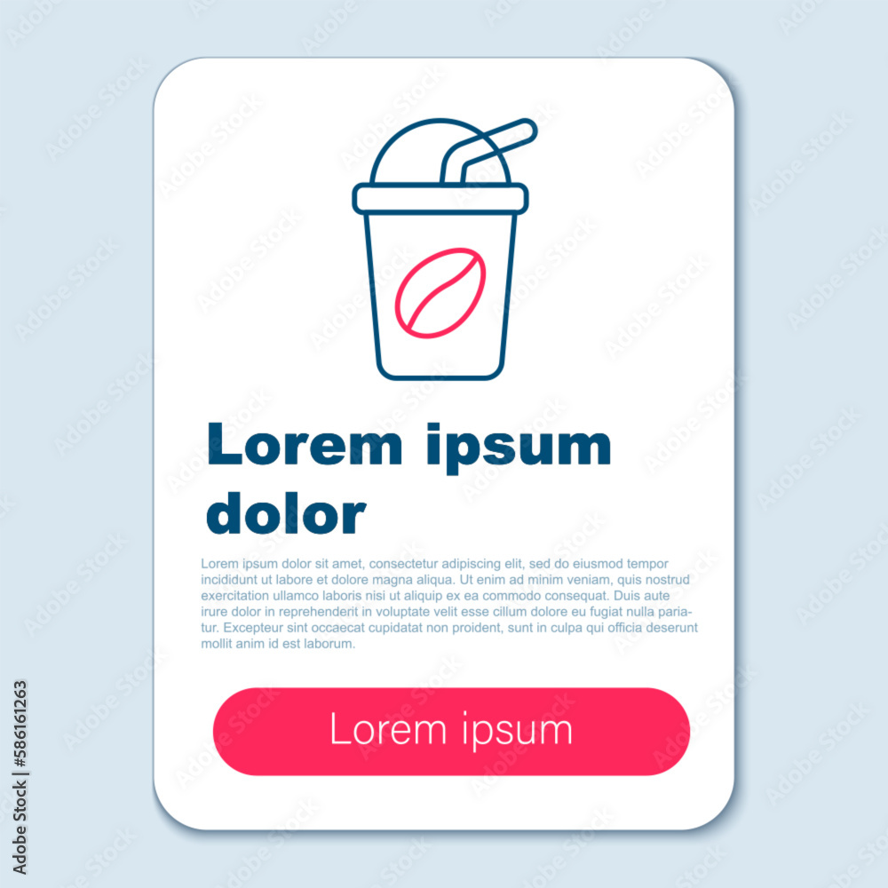 Line Iced coffee icon isolated on grey background. Colorful outline concept. Vector Line Iced coffee icon isolated on grey background. Colorful outline concept. Vector