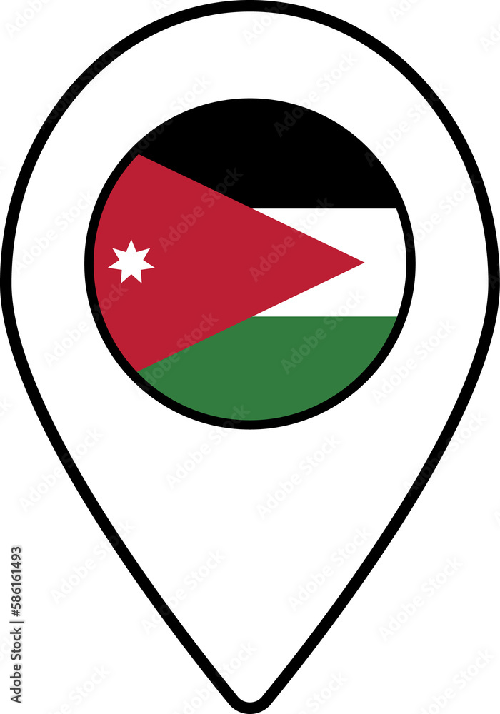Jordan flag map pin navigation icon. Jordan flag map pin navigation icon.