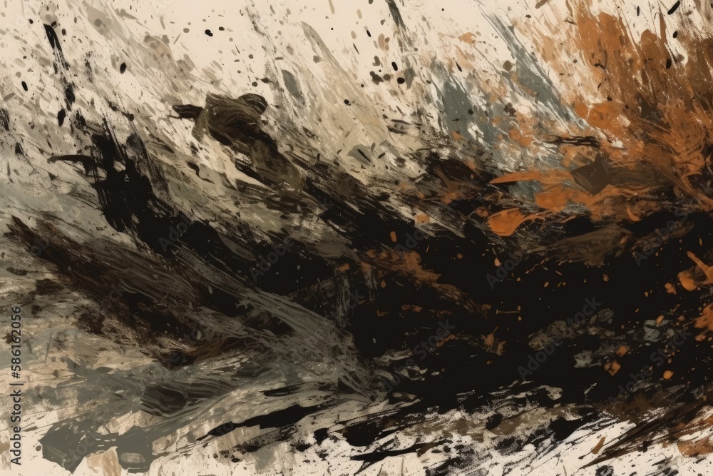 abstract painting with a color scheme of brown, black, and white created with Generative AI technology abstract painting with a color scheme of brown, black, and white created with Generative AI technology