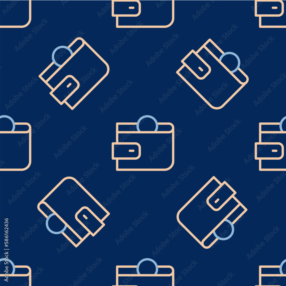 Line Wallet icon isolated seamless pattern on blue background. Purse icon. Cash savings symbol. Vector Line Wallet icon isolated seamless pattern on blue background. Purse icon. Cash savings symbol. Vector