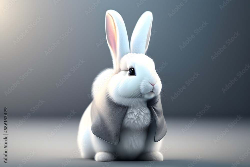 Obraz premium Rendering of White Bunny's Professional Attire. Generative AI. 