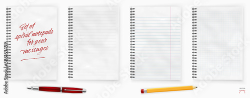 Set of spiral notepads for your message - vector illustration