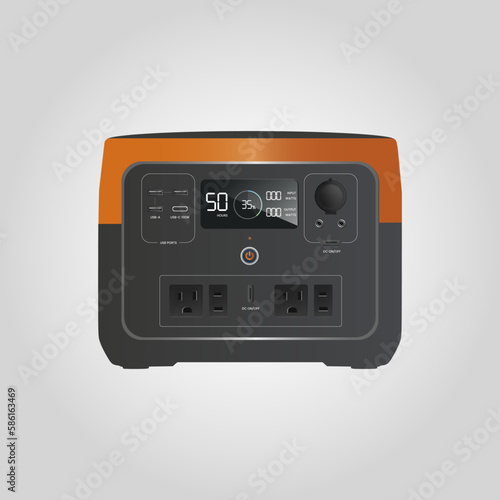 portable solar station in vector, realistic graphics.Portable Power Stations