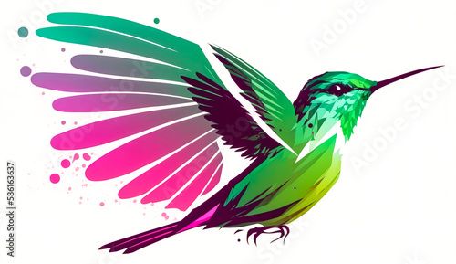 Colored bird hummingbird close up  generative Ai.