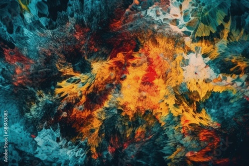 abstract floral painting with vibrant colors and shapes created with Generative AI technology