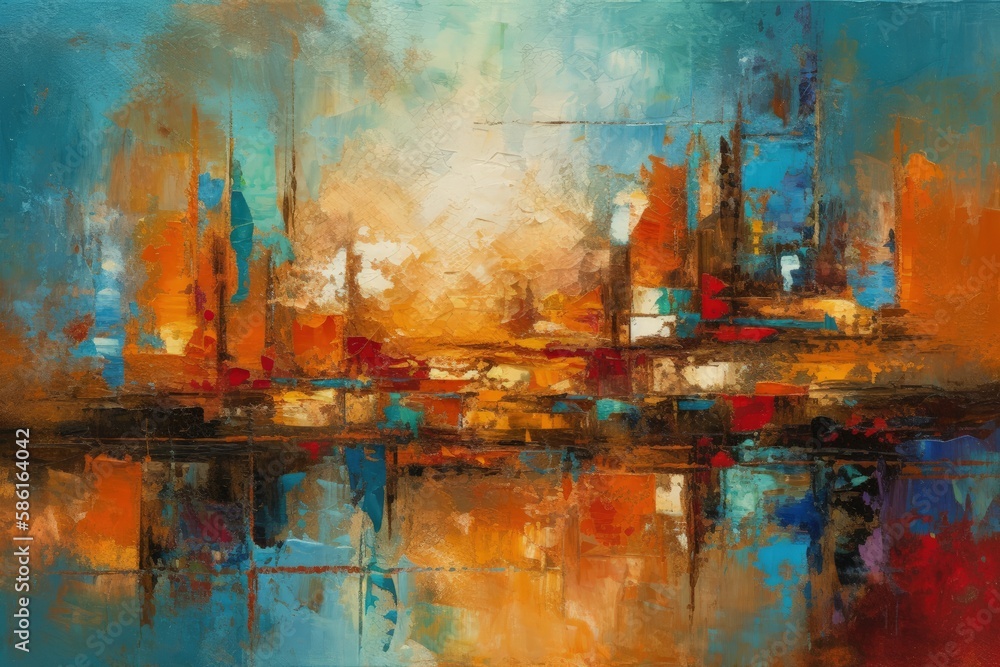 abstract cityscape painting created with Generative AI technology