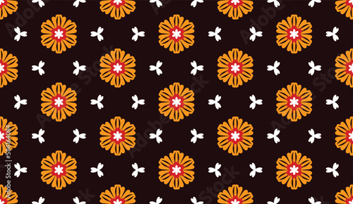 Geometric ethnic pattern seamless flower color oriental.
seamless pattern.Design for fabric,curtain,black background, carpet, shawl,clothing,wrapping, Batik,fabric,handkerchief,Vector illustration.