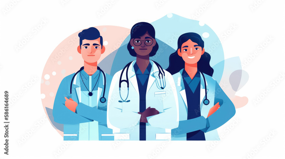 The group of doctors are standing together with a sense of purpose and unity, celebrating World Health Day. Generative AI The group of doctors are standing together with a sense of purpose and unity, celebrating World Health Day. Generative AI