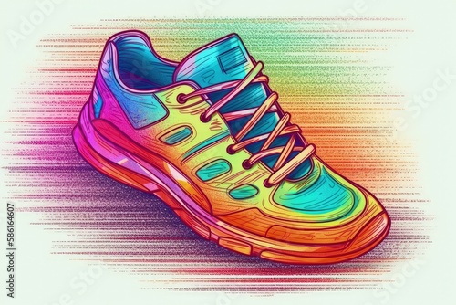 vibrant shoe with a colorful backdrop created with Generative AI technology
