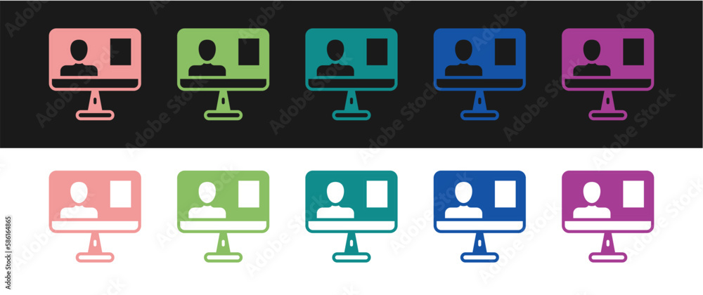 Set Online class icon isolated on black and white background. Online education concept. Vector Set Online class icon isolated on black and white background. Online education concept. Vector