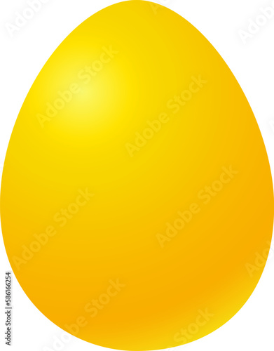 Yellow painted Easter egg. Realistic 3d isolated colored egg