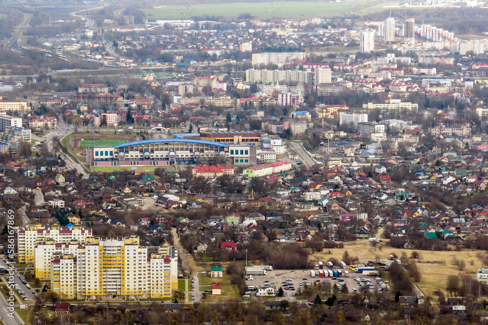 Fototapeta premium aerial panoramic view of the residential area of high-rise buildings