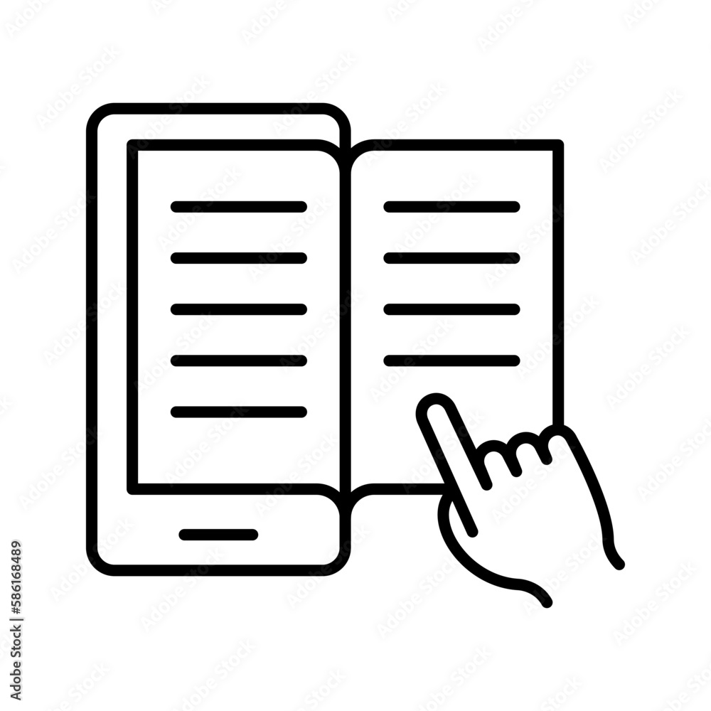 E-book icon. Online library. Reading Electronic book. E-learning concept. E-book icon. Online library. Reading Electronic book. E-learning concept.