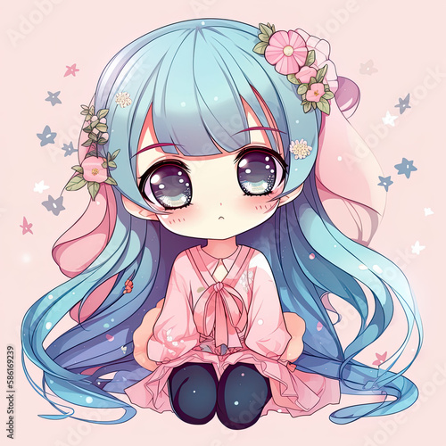 Trendy and energetic cute anime girl. Generative AI