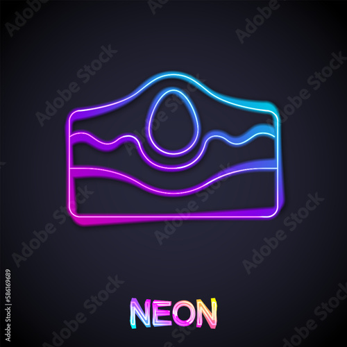 Glowing neon line Acne icon isolated on black background. Inflamed pimple on the skin. The sebum in the clogged pore promotes the growth of a bacteria. Vector