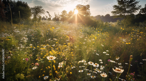 sunset in the field generative ai