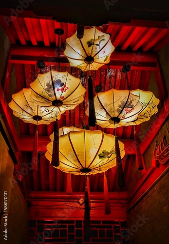 Chinese umbrellas used as decoration 