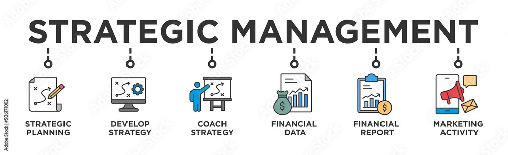 Strategic Management banner web icon vector illustration concept with icon of Strategic Planning
,Develop Strategy, Coach Strategy, Financial Data, Financial Report, Marketing Activity Strategic Management banner web icon vector illustration concept with icon of Strategic Planning
,Develop Strategy, Coach Strategy, Financial Data, Financial Report, Marketing Activity
