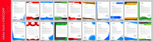 corporate letterhead design template set with yellow, blue, green and red color. creative modern letter head design bundle template for your project. letterhead, letter head.