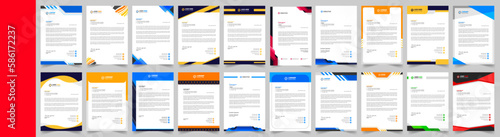 corporate letterhead design template set with yellow, blue, green and red color. creative modern letter head design bundle template for your project. letterhead, letter head.