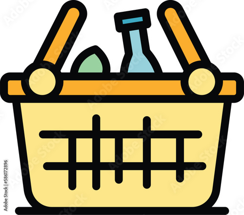 Food hamper icon. Outline Food hamper vector icon for web design isolated on white background color flat