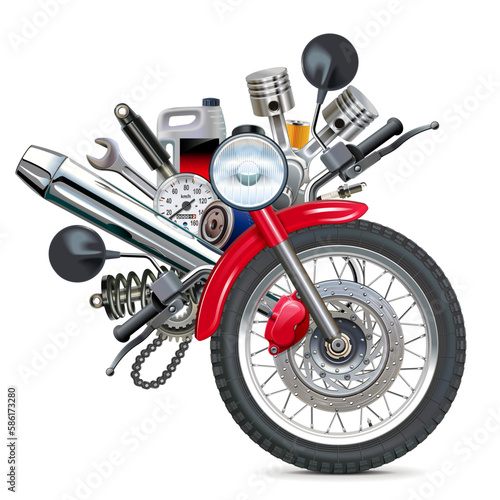 Vector Motorbike Wheel with Spare Parts