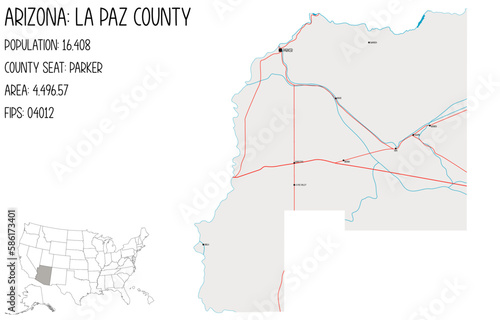 Large and detailed map of La Paz county in Arizona  USA.