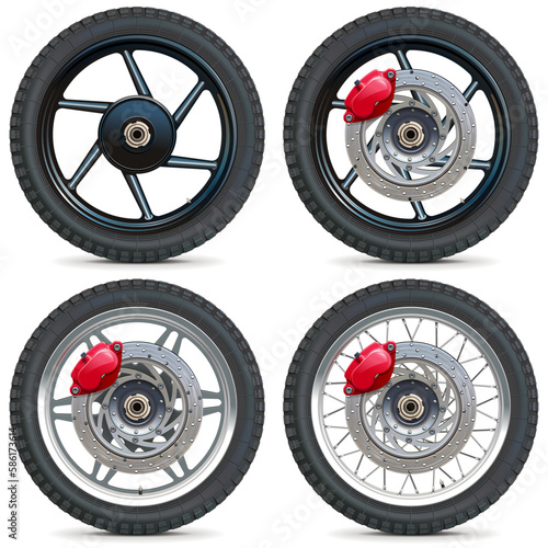 Vector Motorcycle Wheels with Disk Brake and Drum Brake