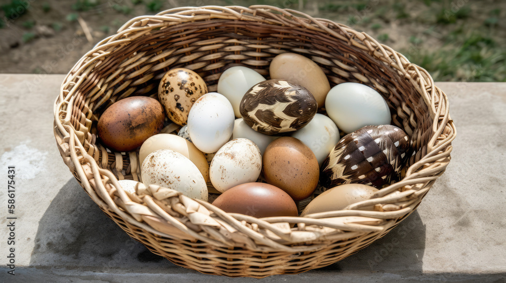Colored Easte Eggs on Basket Colored Easte Eggs on Basket