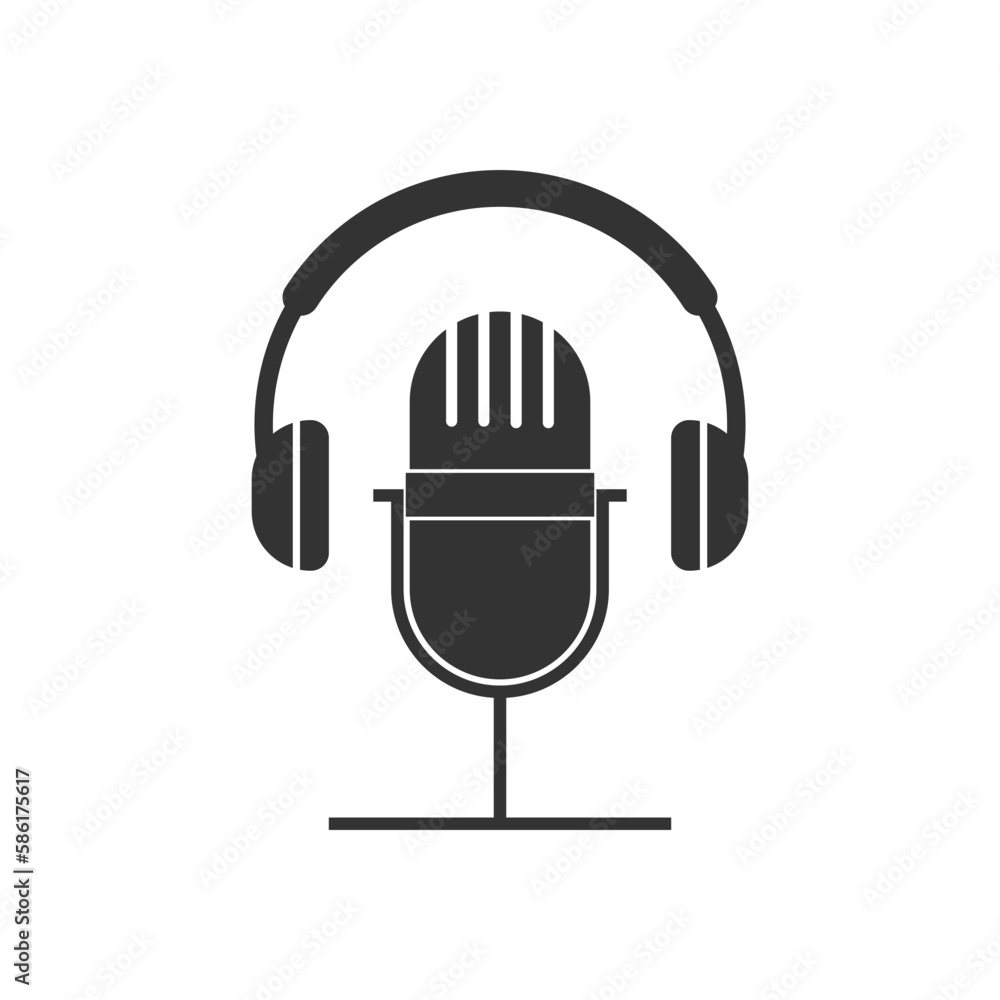 Simple Mic Microphone Headphones Waveform Sound for Podcast Radio Recording Logo design Simple Mic Microphone Headphones Waveform Sound for Podcast Radio Recording Logo design