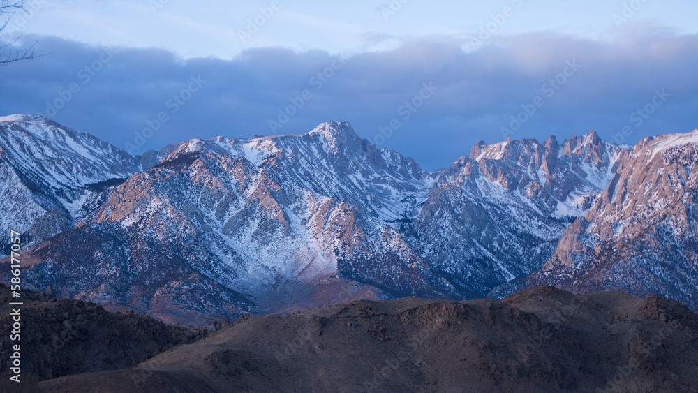 Sierra Nevada Mountains with a winters snow