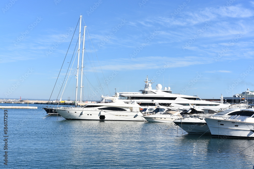 Palma, de Mallorca, island, Baleares, Spain, marina, harbor, yachts, sailboats, city, vacation, luxury, boat, yacht, ship, harbour, port, sailing, dock, travel