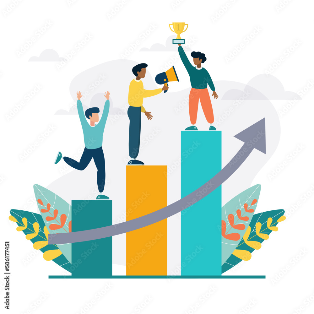 Vector illustration guys go to their goal. success concept. The path to the goal.
Vector illustration guys go to their goal. success concept. The path to the goal.