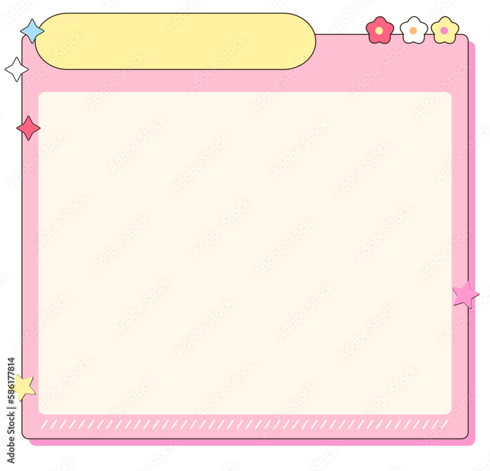 Cute Pink Notepad Decorated with Flowers and Sparkling Stars