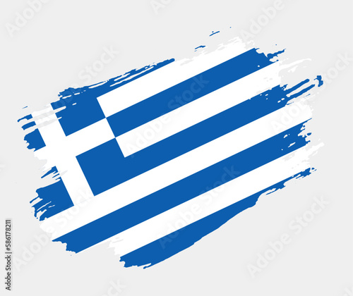 Artistic grunge brush flag of Greece isolated on white background. Elegant texture of national country flag