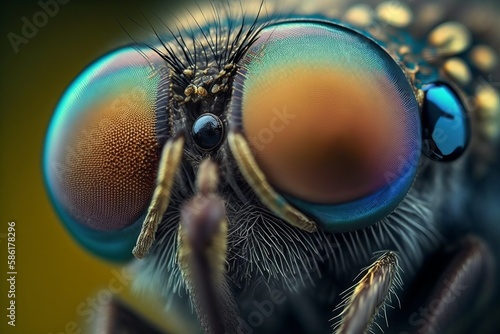 A magnified view of a fly as digital illustration (Generative AI)