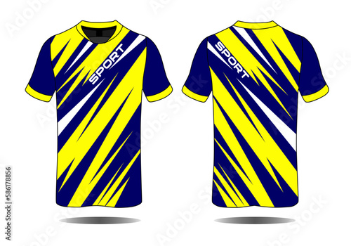 Fabric textile design for Sport t-shirt, Soccer jersey mockup for football club. uniform front view