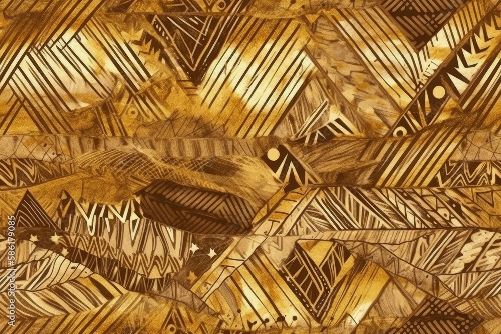 Obraz premium luxurious gold and black patterned painting created with Generative AI technology