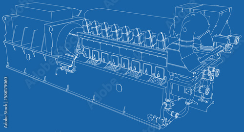 Gas industrial electric equipment. Diesel turbo generator.