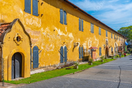 Canvas Print Yellow building of Maritime museum at Galle, Sri Lanka