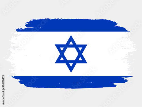 Artistic grunge brush flag of Israel isolated on white background. Elegant texture of national country flag
