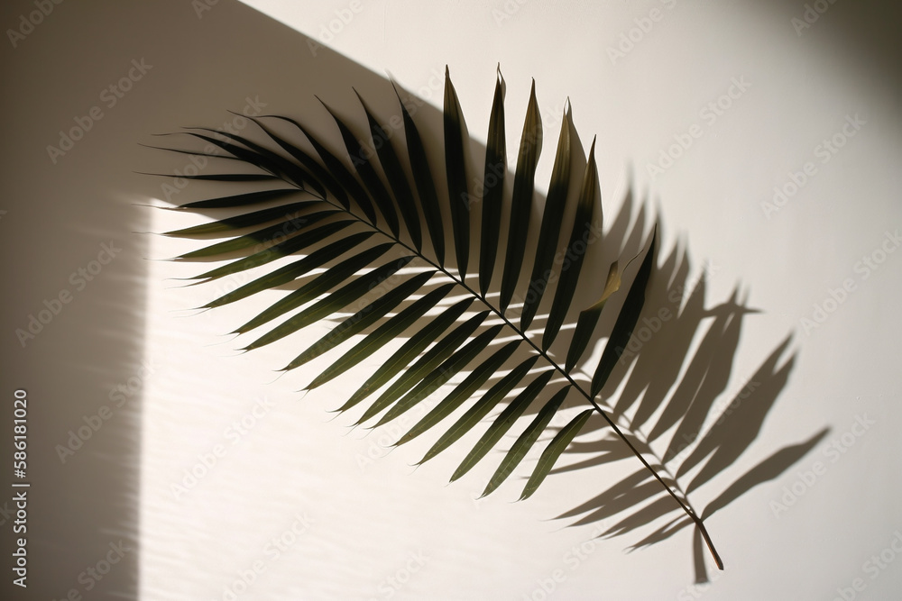 Generative AI of palm leaf in the sun and shadows. Generative AI of palm leaf in the sun and shadows.