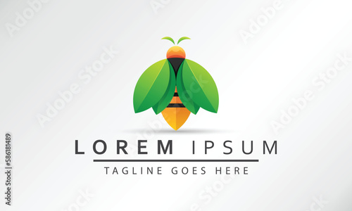 Vector Logo Illustration Cute Bee Gradient Colorful Style