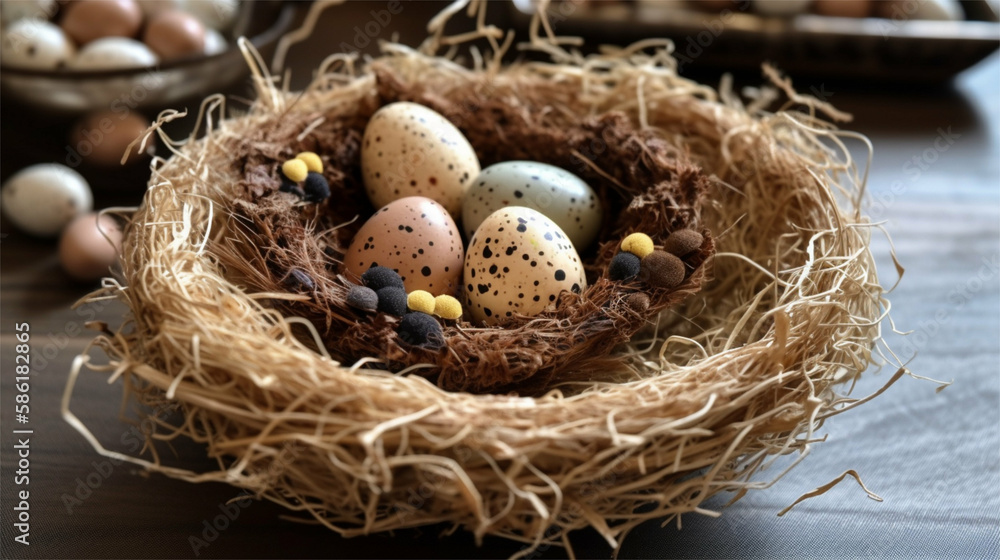 Easter eggs inside nest is a decoration for spring holiday Generative Art Easter eggs inside nest is a decoration for spring holiday Generative Art