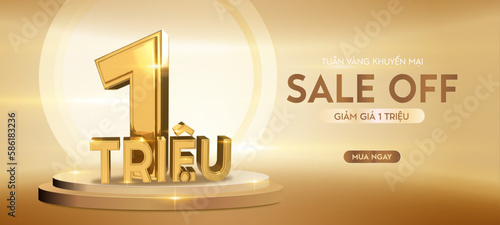 Banner 1 million Sale off in Vietnamese. 1 million VND discount	