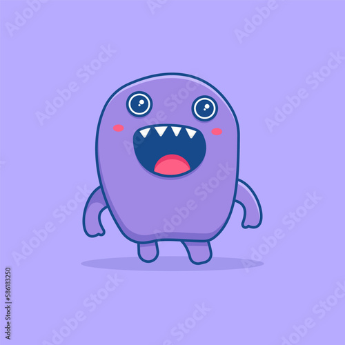 Cute monster cartoon vector icon illustration. Flat cartoon style. Monster Illustration.
