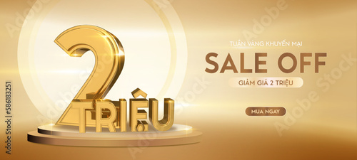 Banner 2 million Sale off in Vietnamese. 2 million VND discount	