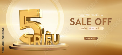 Banner 5 million Sale off in Vietnamese. 5 million VND discount	